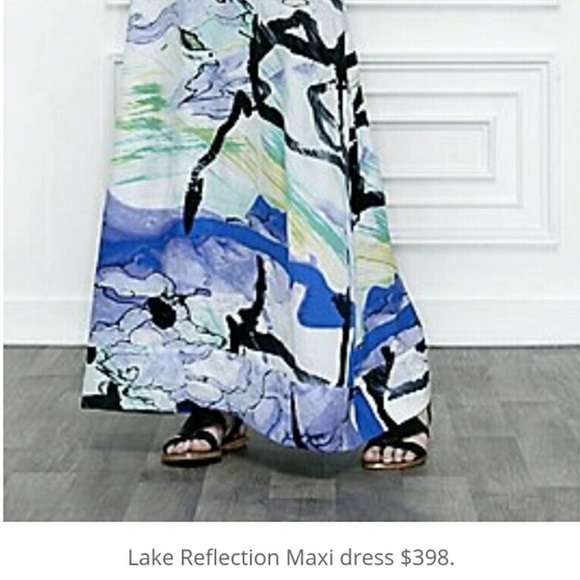 Leifsdottir Anthropologie Silk Lake Reflection Lavender Black Flowy Maxi Dress 4 - Picture 13 of 13